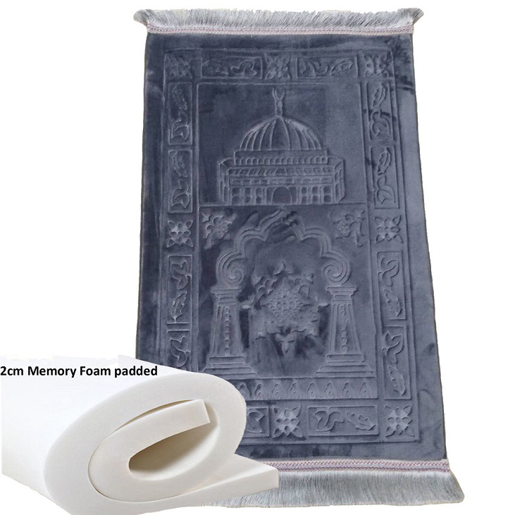 Islamic Grey Memory Foam Padded Prayer Mat